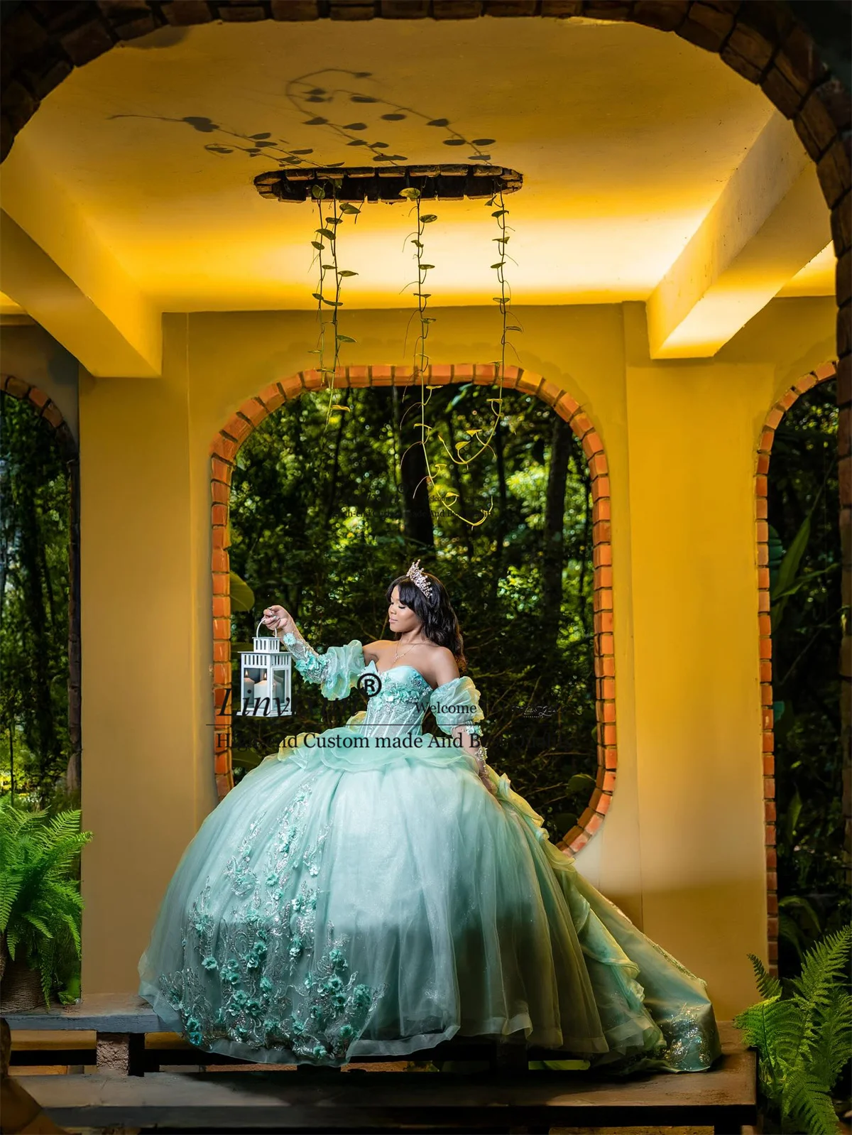 

Princess Ball Gown Quinceanera Dress Rruffy Sleeves Applique Customized Sweet 16 Gown Off Shoulder Corset Vestido De 15 Anos