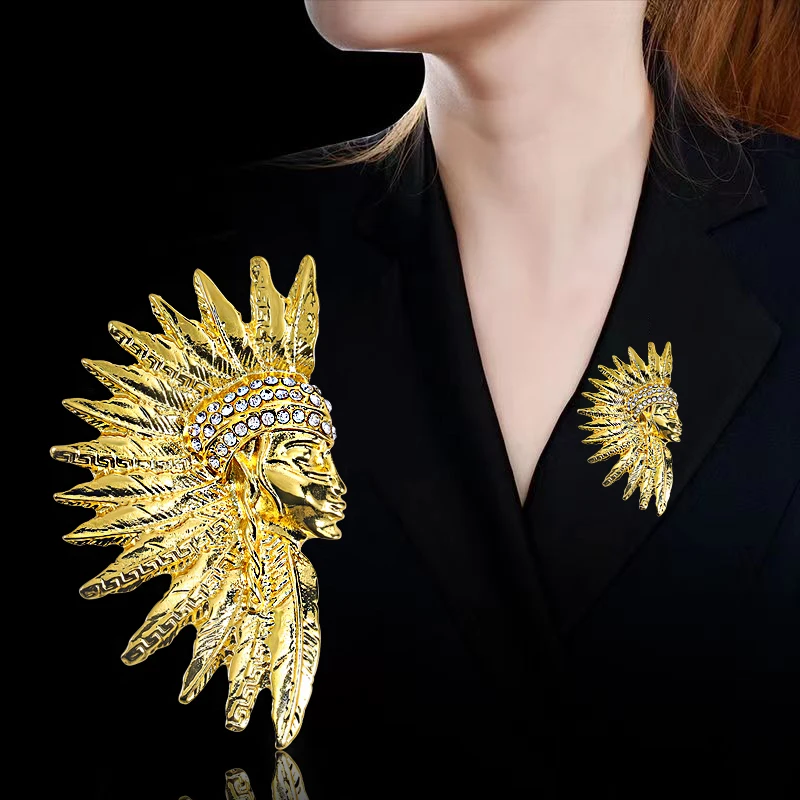 Egyptian Pharaoh Portrait Brooch Men's Fashion Retro Personality Creative Portrait Clothing Accessories Badge Chest Flower