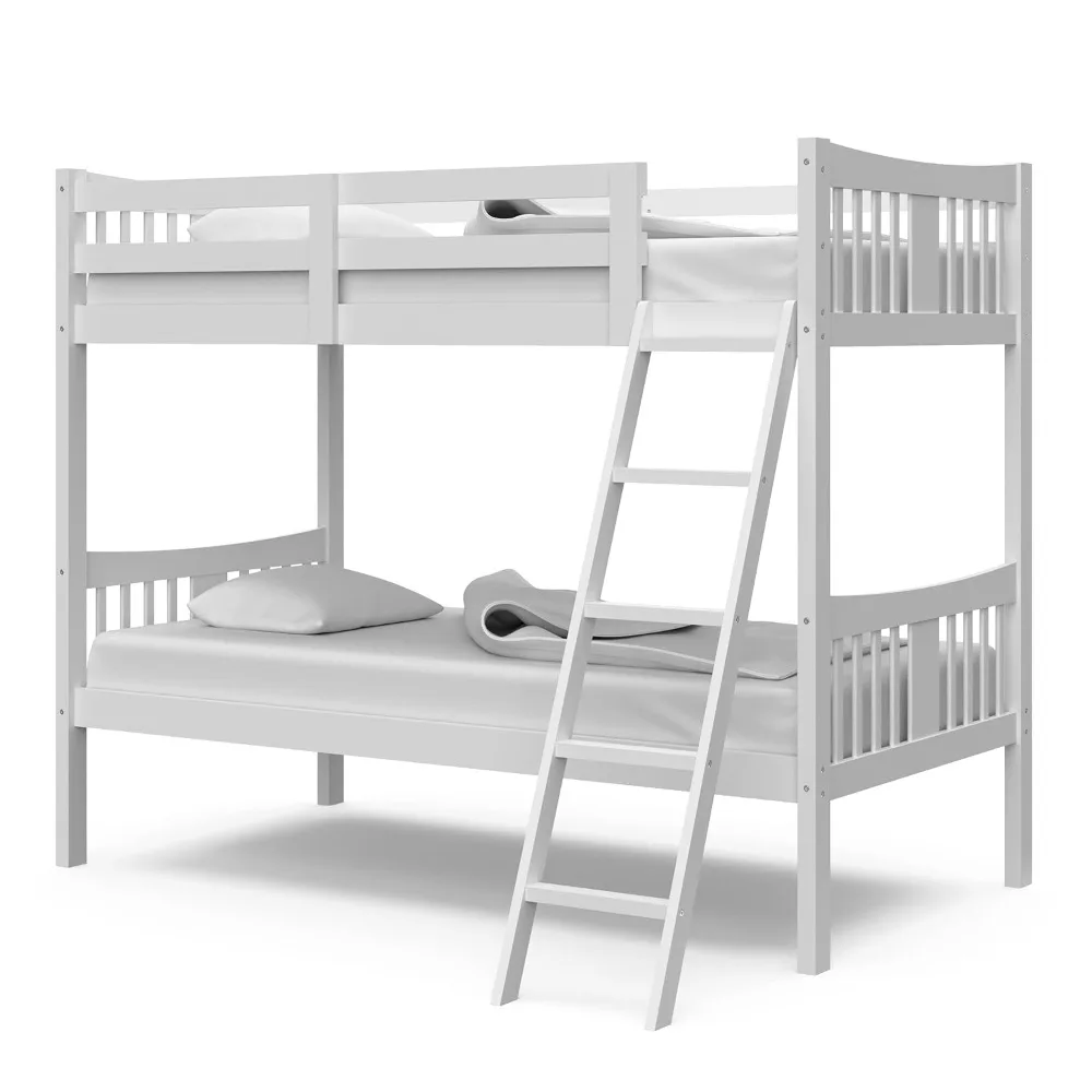 Caribou Bunk Bed Twin Over Twin Bunk Bed (White) - GREENGUARD Gold Certified, Twin Bunk Beds for Kids