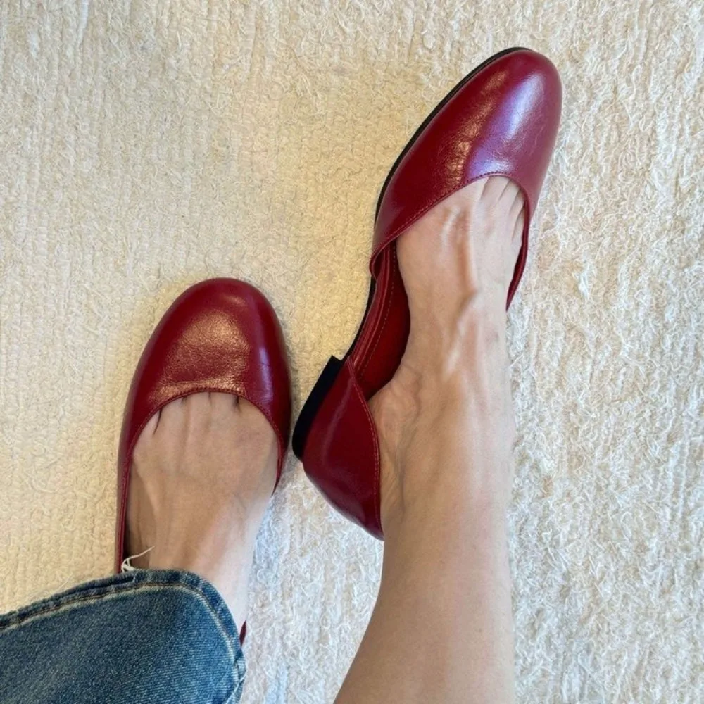 Retro Flat Shoes Woman Microfiber Leather Comfy Flats Slippers SlipOn Soft Bottom Loafers Brief Ladies Trotter Moccasins