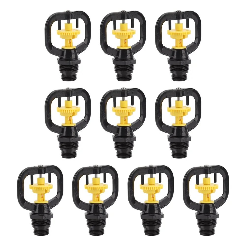 10PCS G1/2 and G3/4 Male Thread Rotating Irrigation Sprinklers 360 Degree Plastic Spinning Micro Nozzle Lightweight