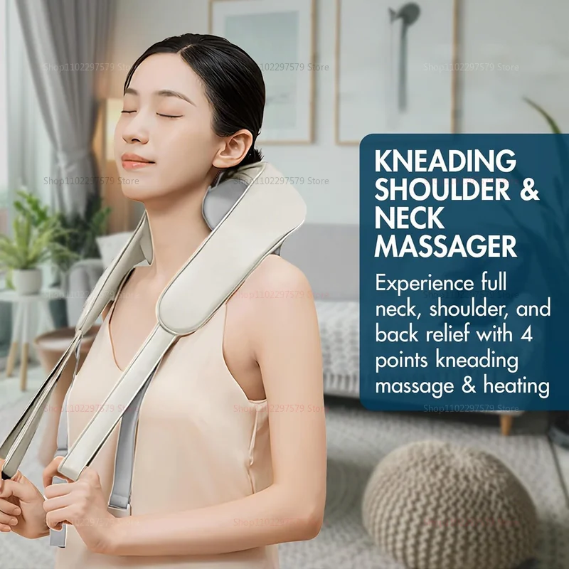 

Neck Massager for Pain Relief Deep Tissue Tension Kneading Massage with Heat Improve Circulation Eases Muscle Soreness Reliever