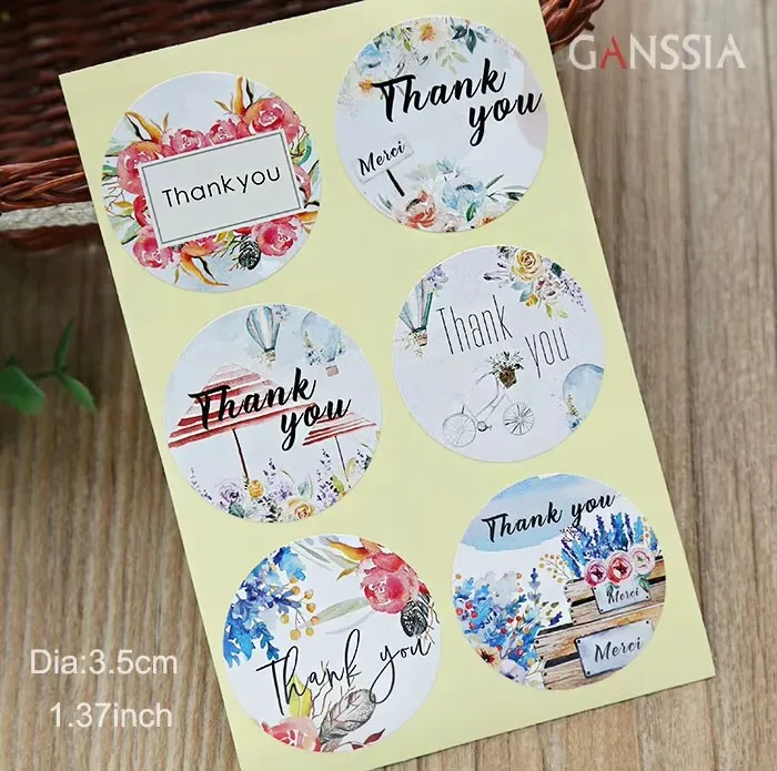 100pcs/lot Multifunctional Flower DIY Handmade Craft Label Sticker for Gift Package Envelope Seal Stationery Stickers (SS-736)