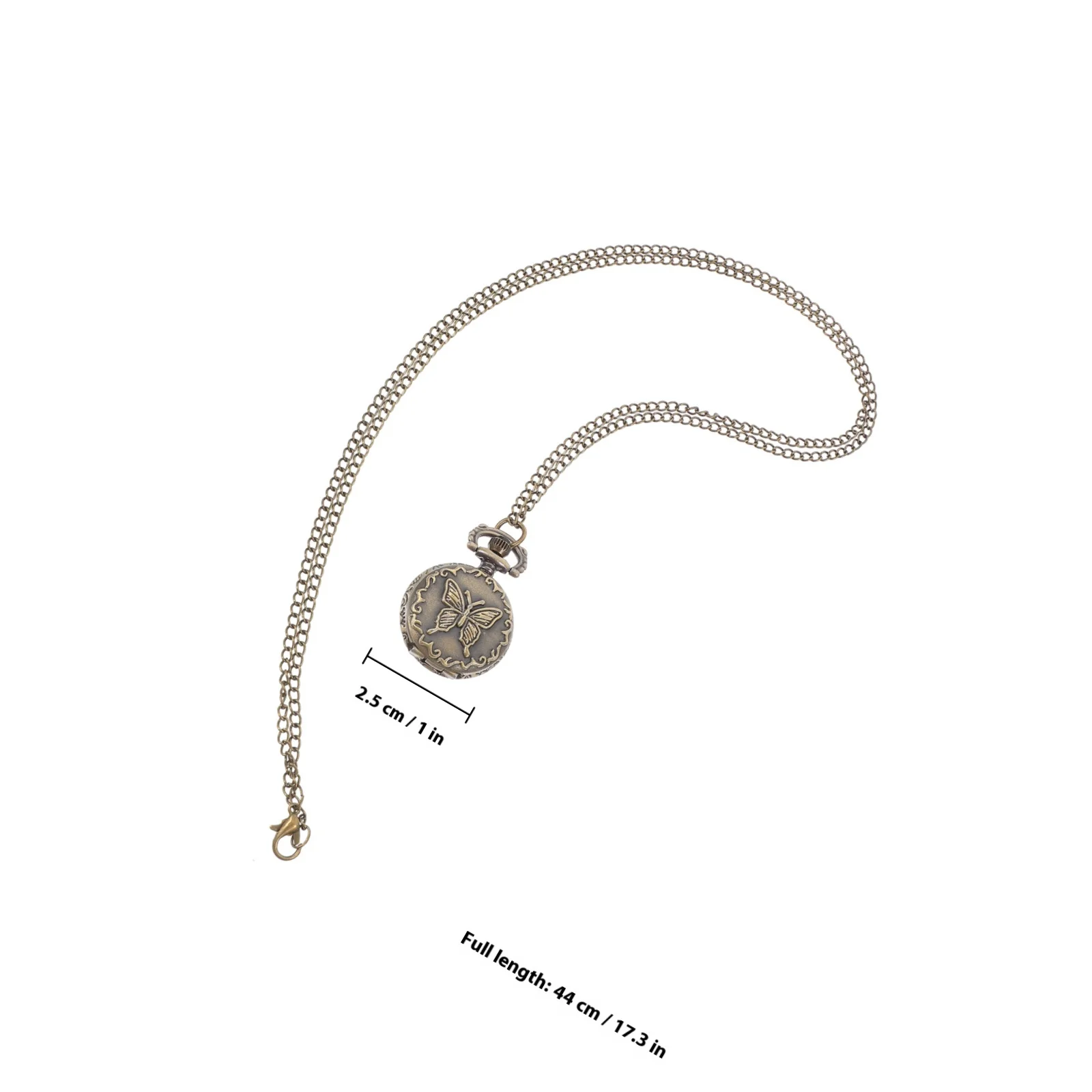 1 قطعة ساعة الجيب الرجعية خمر الفراشات نمط معلقة قلادة حركة الكوارتز قلادة المحمولة للجنسين التبعي