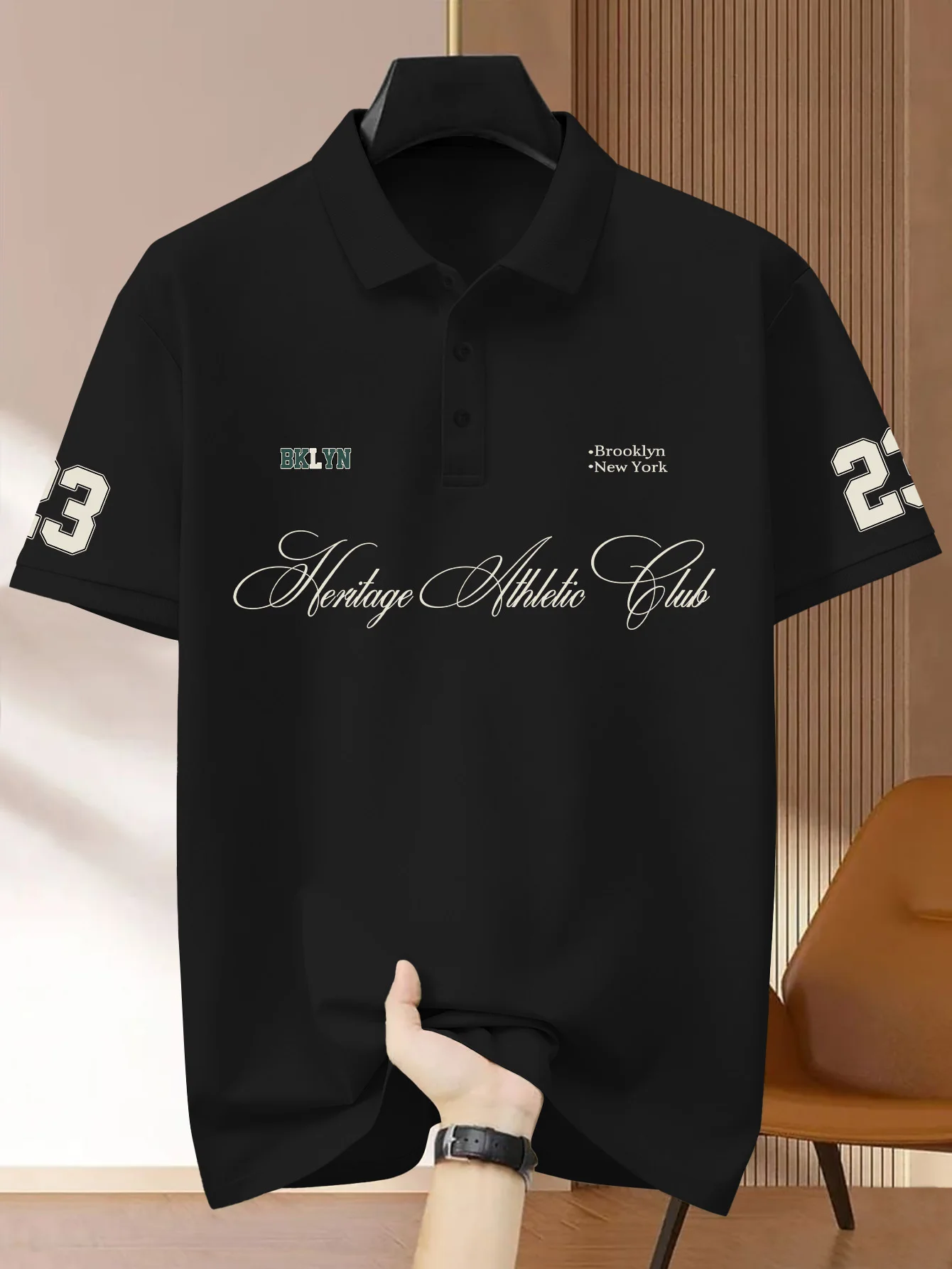 2026 New Men's Short Sleeved Polo Casual Style Handwritten Font Integrated with City Printed Polo