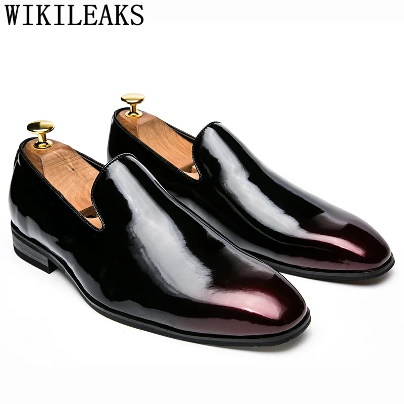 Party Shoes For Men Coiffeur Wedding Shoes Men Elegant Italian Brand Patent Leather Dress Shoes Men Formal Sepatu Slip On Pria