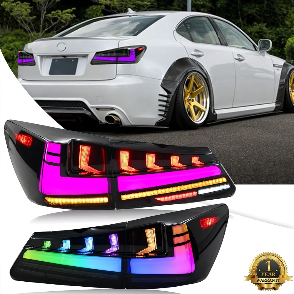 

1Pair RGB LED Tail Lights Assembly For Lexus IS250 IS350 ISF 2006-2013 Animation Sequential Turn Signal Trunk Rear Brake Lamps
