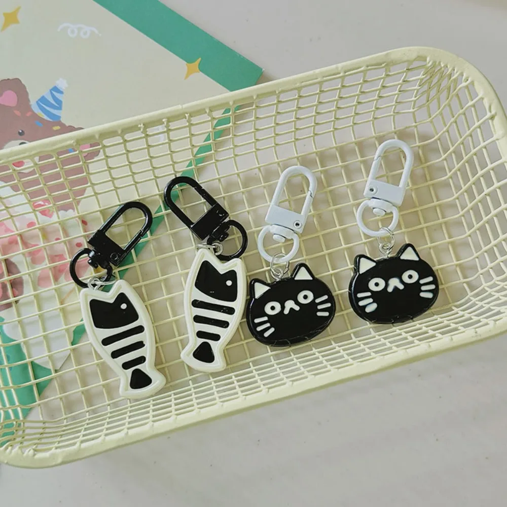 Cute Cat Fish Keychain for Women Bag Charms Backpack Decoration Kitten Face Resin Key Chains Kpop Couple Friend Jewelry Gift