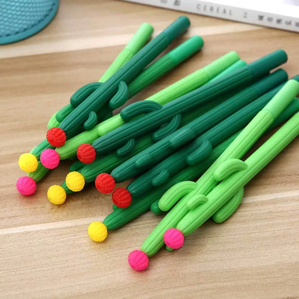 

10 Pcs Soft Cactus Props Stationary Stationery Gel Pen Creative Ballpoint Design Shaped