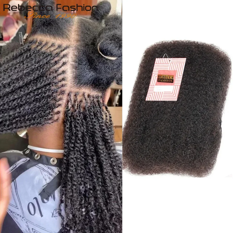Cabello humano a granel afro kinky curly para trenzar, QVR Remy, sin adhesivo, suave y ligero, perfecto para trenzas y giros 4