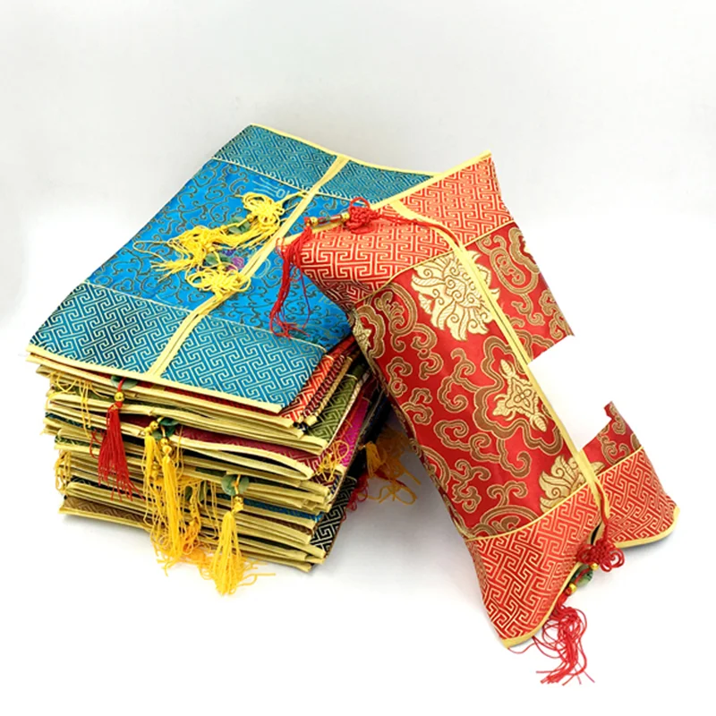 

10pcs Chinese knot Portable Pocket Tissue Box Paper Case Napkin Holder Cover Silk Brocade Pouch Decorative Table Storage Bag