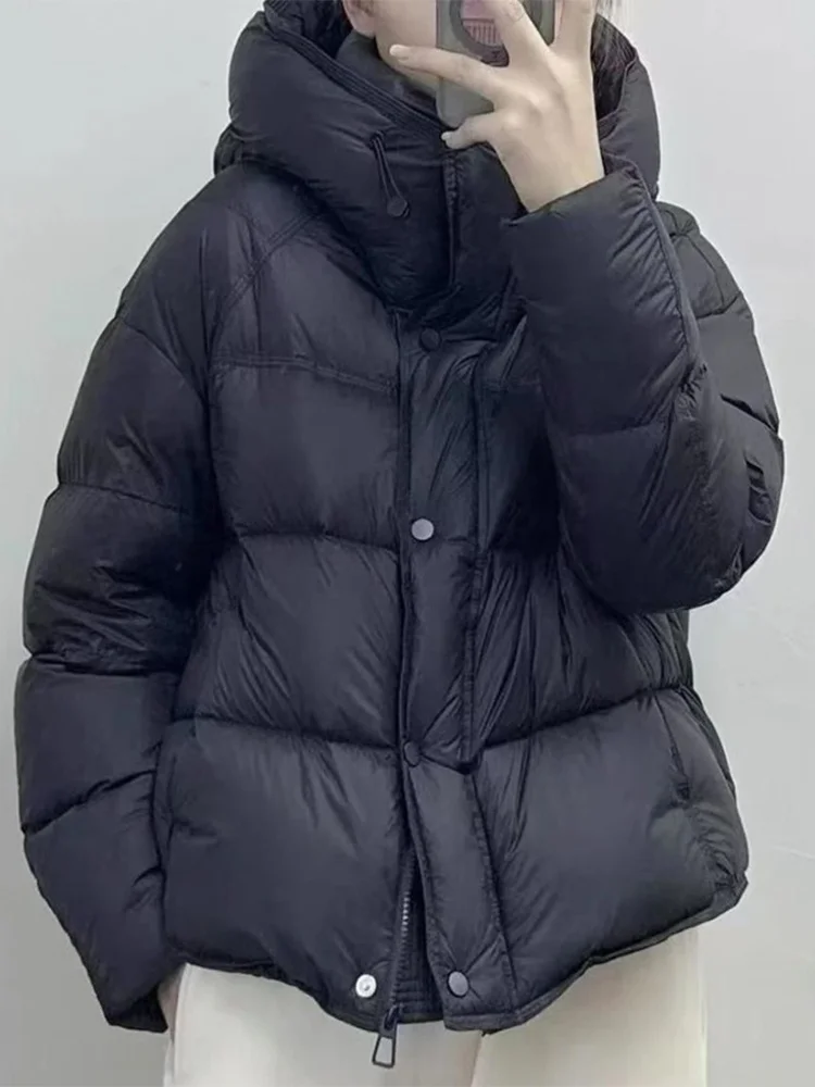 

Женская утепленная хлопковая куртка с капюшоном, модная, универсальная, свободного кроя, зимнее пальто в корейском стиле, с длинными рукавами, на молнии