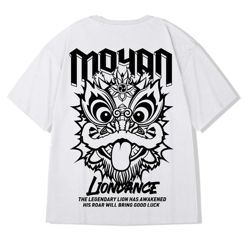 

Lyprerazy Men Hip Hop Streetwear T-Shirt Chinese Lion Wake Tshirt Harajuku Cotton Casual T Shirt Short Sleeve Tops Tees