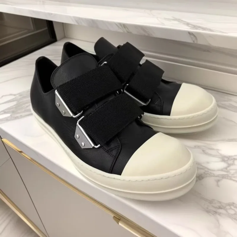 New 2026 Low-top Men's and Women's Same Dark Style Upturned Head Thick-soled Heightening Casual Trendy Men's Board Shoes