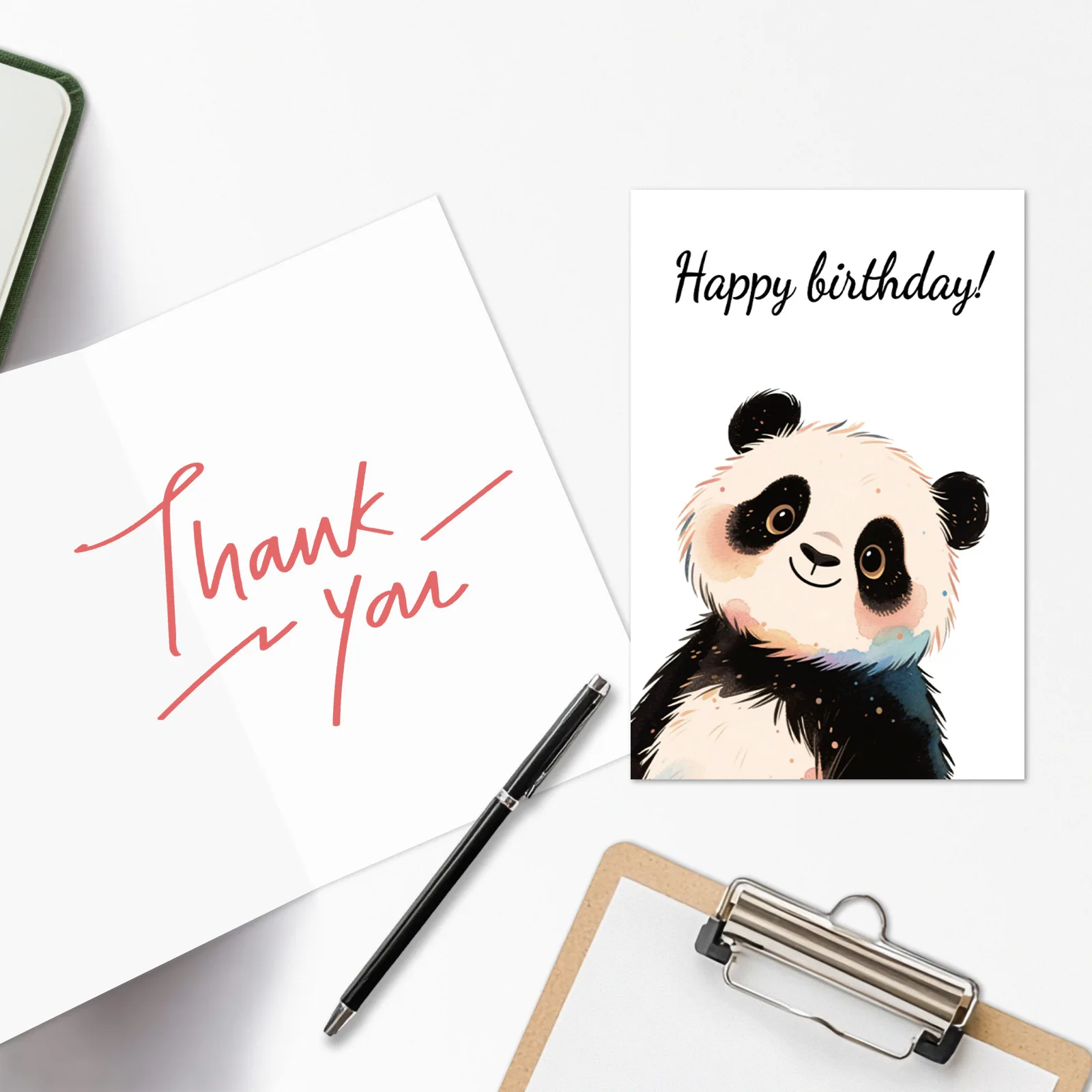 Mengqu Cartoon-Panda-Illustration Zeremonielle Geburtstagskarte Glückwunschkarte zum Geburtstag mit Umschlag-Set