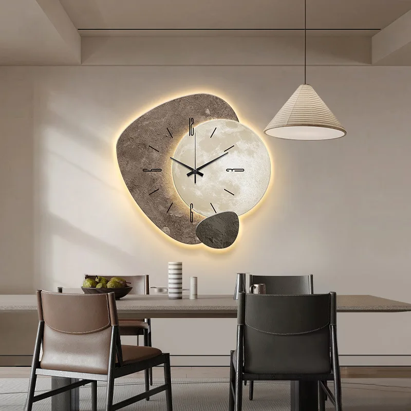 

High End Feeling LED Light Luxury Wall Clock Living Room New Restaurant Decoration Creative Clock Hanging on The Wall