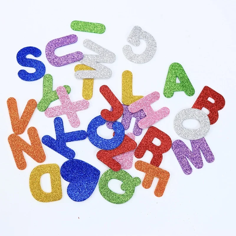 26pcs Glitter Foam Stickers, Self-Adhesive Alphabet Letters for Kids Greeting Cards Home Classroom Decoration DIY Crafts, 4.5cm