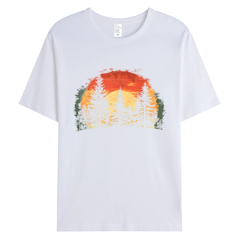 الصيف الكلاسيكية شجرة طبيعة الرجال عاشق تي شيرت رجل ريترو الغابات رجالي 100% القطن الجرافيك تي شيرت مصمم طباعة بلايز 2025