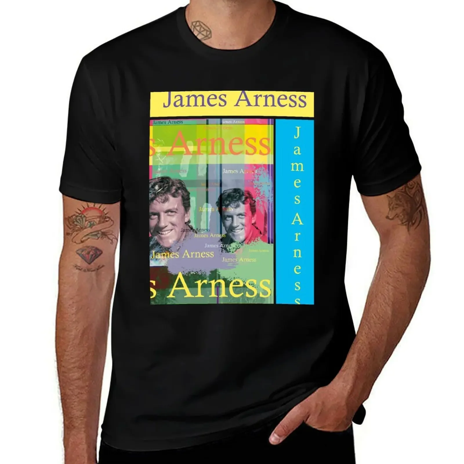 

James Arness Portrait T-Shirt korean fashion Aesthetic clothing summer shirt cotton man t-shirts plain black t shirts men