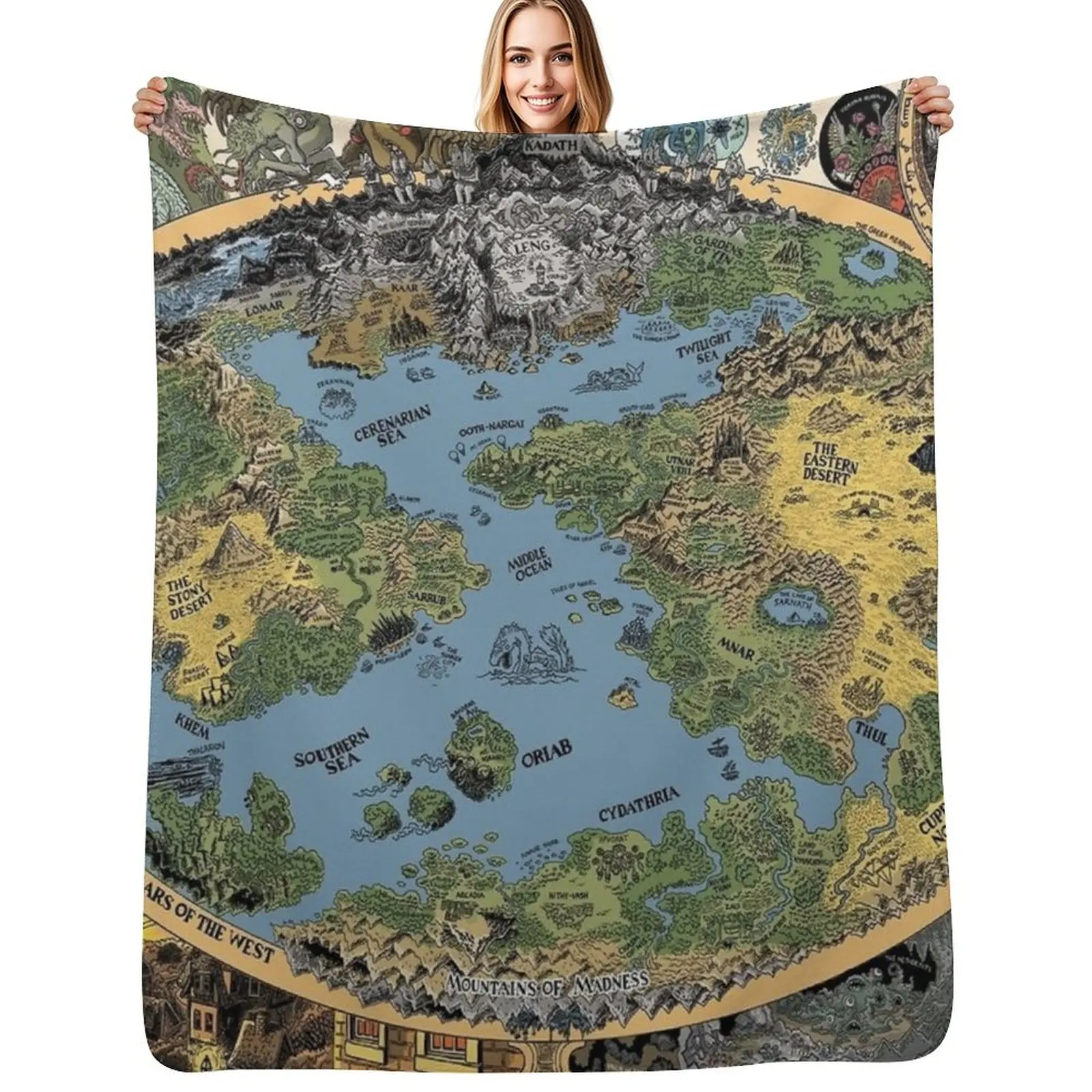 

HP Lovecraft Dreamland Map Throw Blanket Soft Breathable Blanket for Night Sleeping