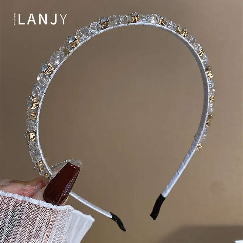 Korean retro crystal hair accessories studded diamond headband for women pressed hair with sweet women's bands super fairy tie