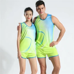 Fashion Men Women Running Vest+Shorts Gym Sleeveless Track and field Shirt Guick-dry Marathon Slim Sport Training Suits