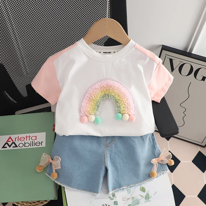 New Summer Baby Girl Clothes Suit Children Cute Fashion T-Shirt Shorts 2Pcs/Sets Toddler Casual Costume Infant Kids Tracksuits