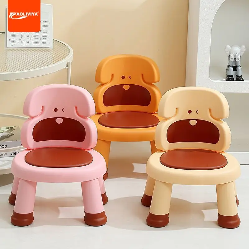 AOLIVIYA Silla de llamadas para niños, taburete de plástico, silla de comedor de dibujos animados, antideslizante, divertida silla con respaldo de pedos para niños, comiendo para bebés