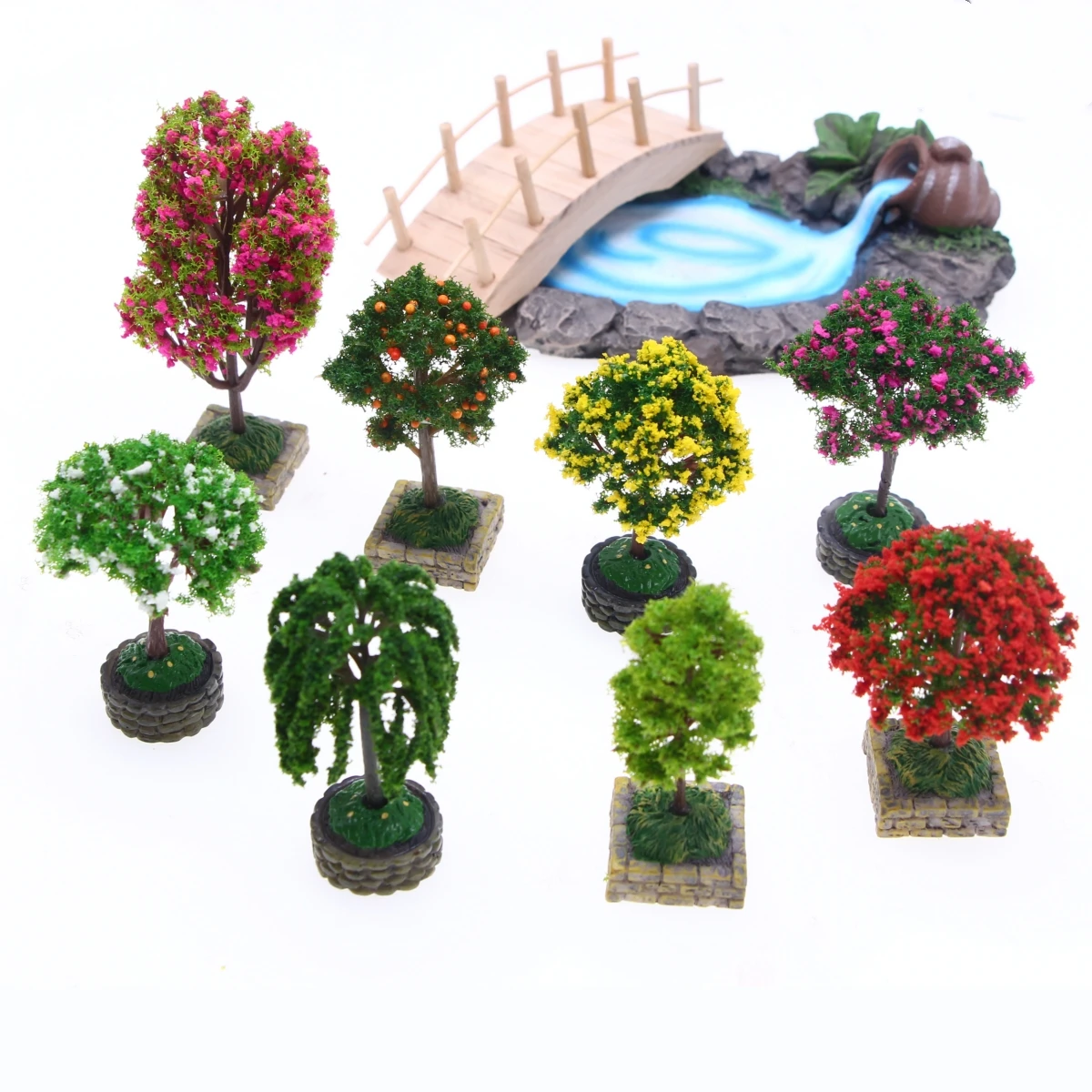 Dollhouse Miniature Flower Tree Model Accessory
