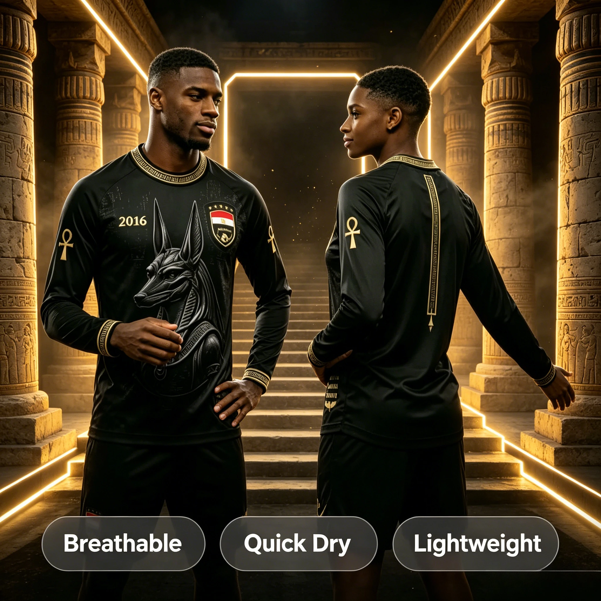2026 Ancient Egypt Themed Concept Jersey Long Sleeved Football Shirt 3D Printed Quick Drying Breathable Parent-child Fan Uniform