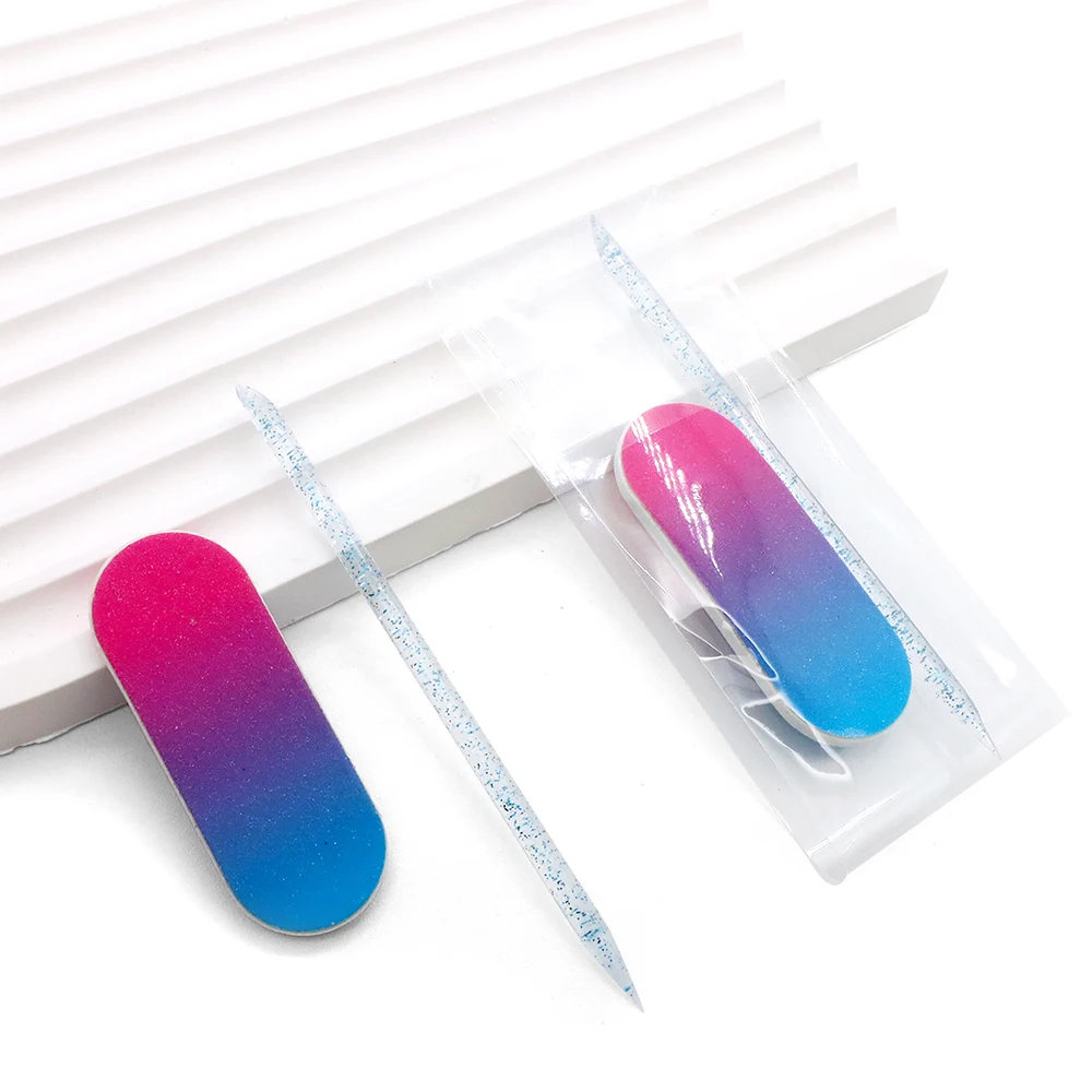 Mini Nail File And Crystal Sticks Set for Press On Nails Double Sided Disposable Nail Files Metal Cuticle Pusher Sticks Manicure