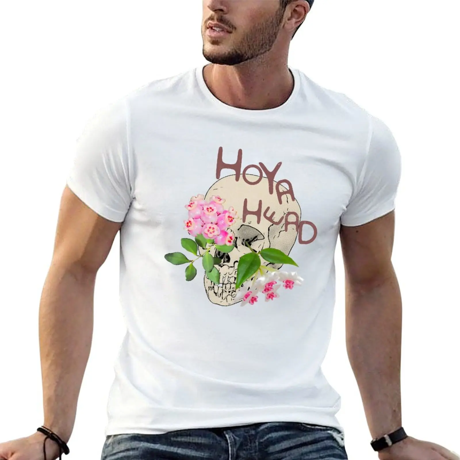 Camiseta Hoya Head Flower Skull, camiseta para hombre, camiseta de verano con estampado de anime para hombre