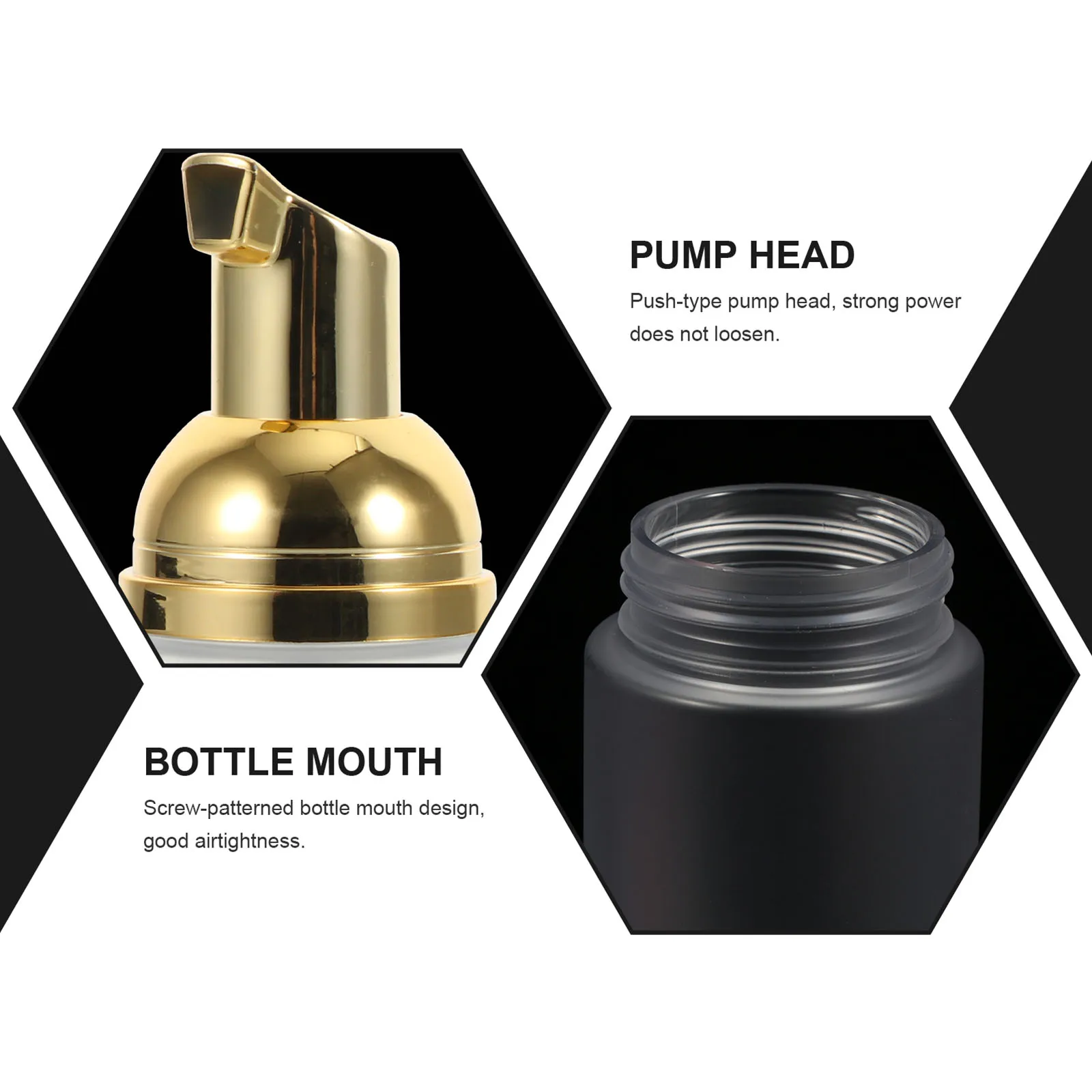 

6pcs Empty Plastic Foam Refillable Makeup Pump Bottles Reusable Cleanser Containers Portable Shampoo Lotion Bottles Golden Pump