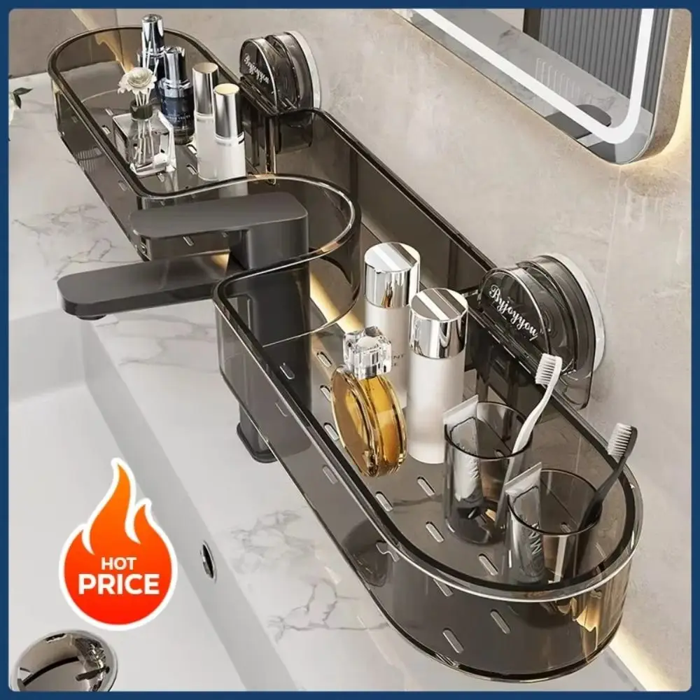 Neue Wand-montiert Saugnapf Waschbecken Rack Punch-freies Verdickt Wasserhahn Regale Transparent Acryl Wc Lagerung Rack Hause