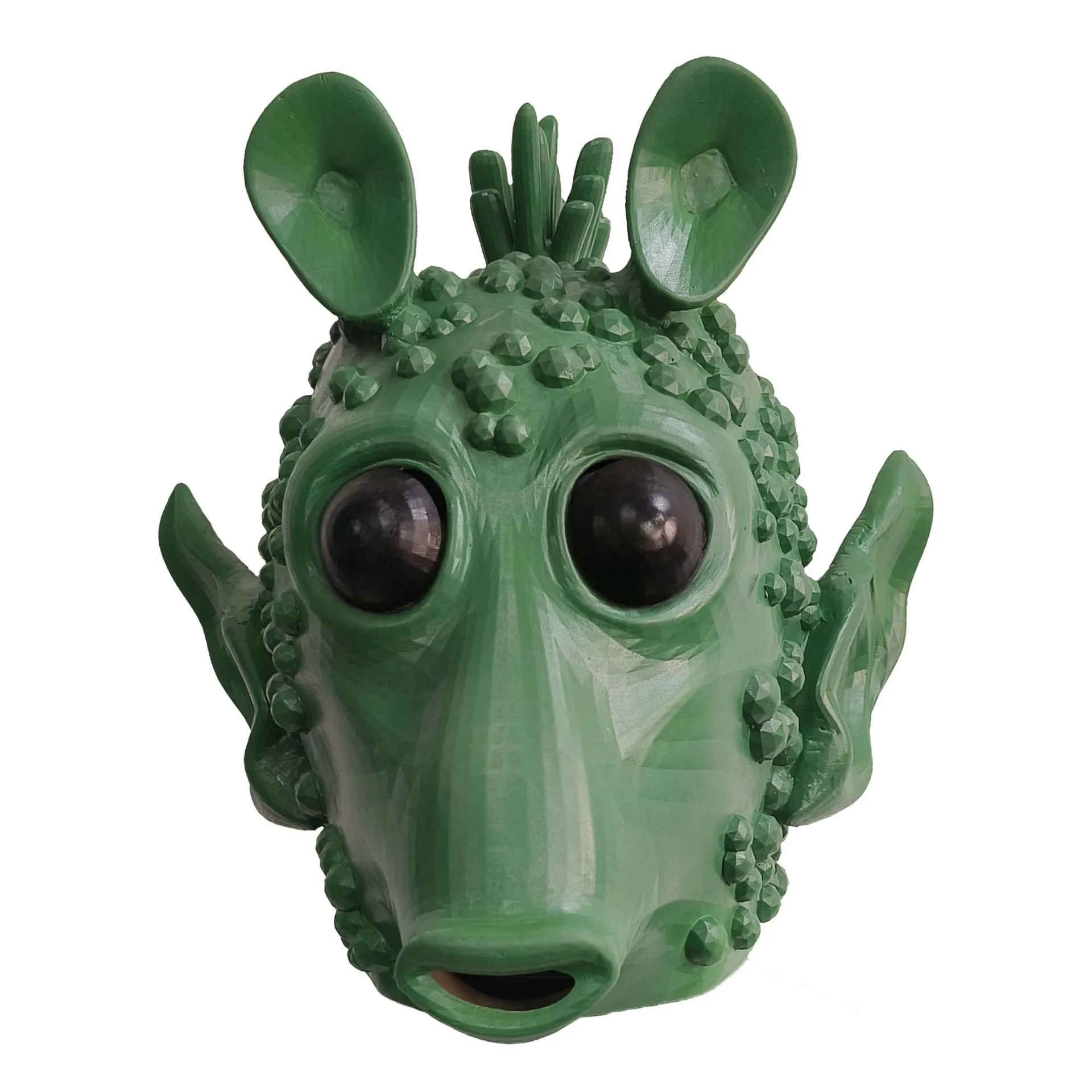 Green Monster Alien Mask Headset, Natural Latex Full Head Mask for Halloween Party Cosplay and Costume Parties