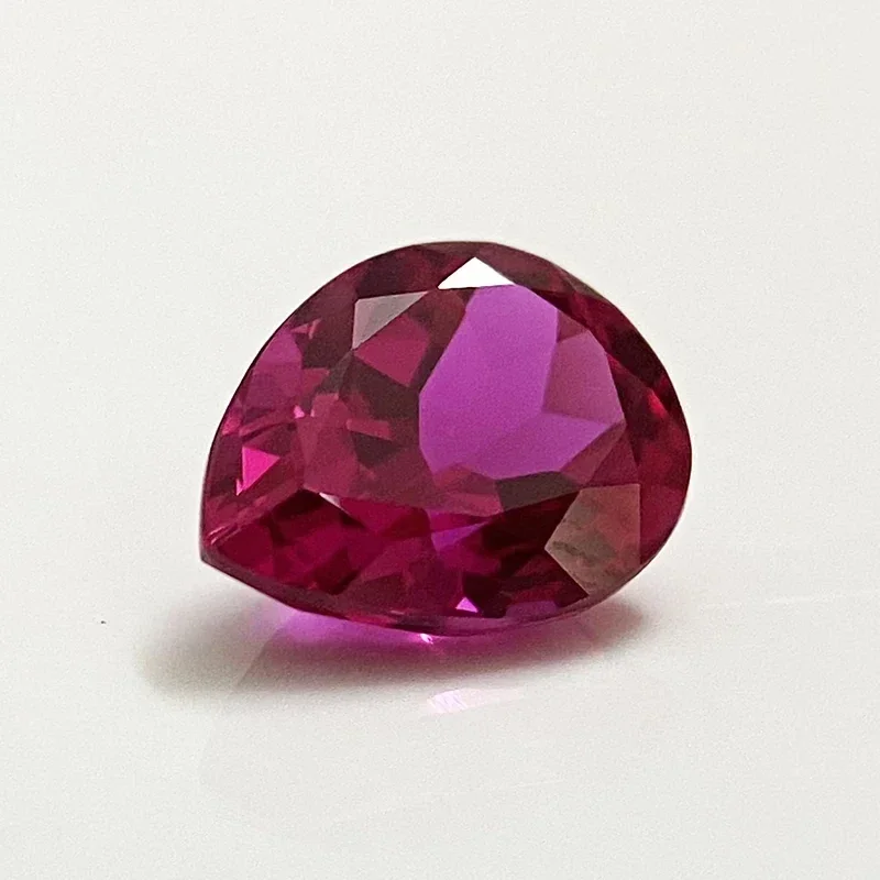 Lab Grown Ruby Rubellite Color Pear Shape VVS1 Gemstone Charms for Diy Jewelry Making Materials Selectable AGL Certificate