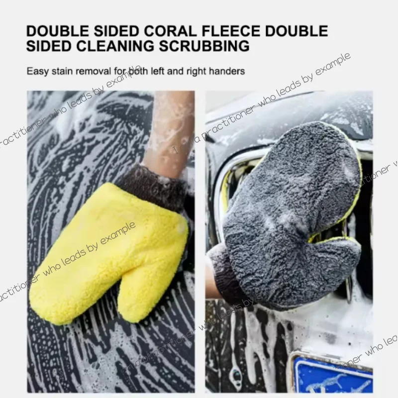 Soft Car Washing Gloves Double-sided Fleece Microfiber Chenille Drying Cloth Car Body Window Tire Cleaning Glove Thicken