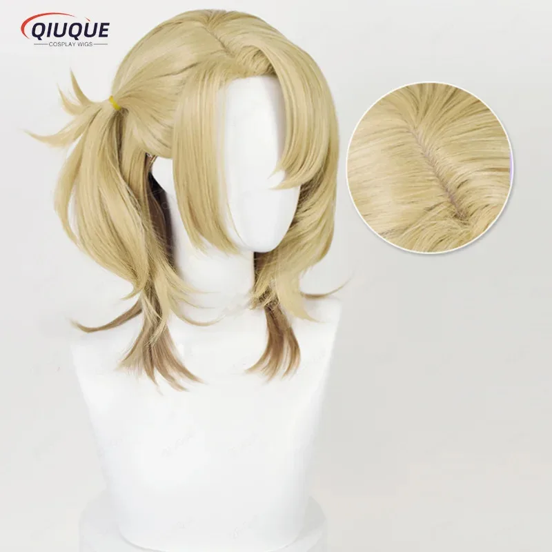 2025 yiyi Vtuber NIJISANJI EN 루카 카네시로 코스프레 황금색 내열성 합성 머리카락 애니메이션 할로윈 파티 가발 + 가발 C