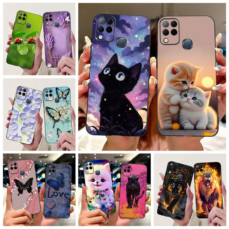 For Infinix Hot 10S Case Hot 10T X689C Cute Cat Luxury Painted Cover Soft TPU Phone Case For Infinix Hot 10i Hot10i Hot10S Shell