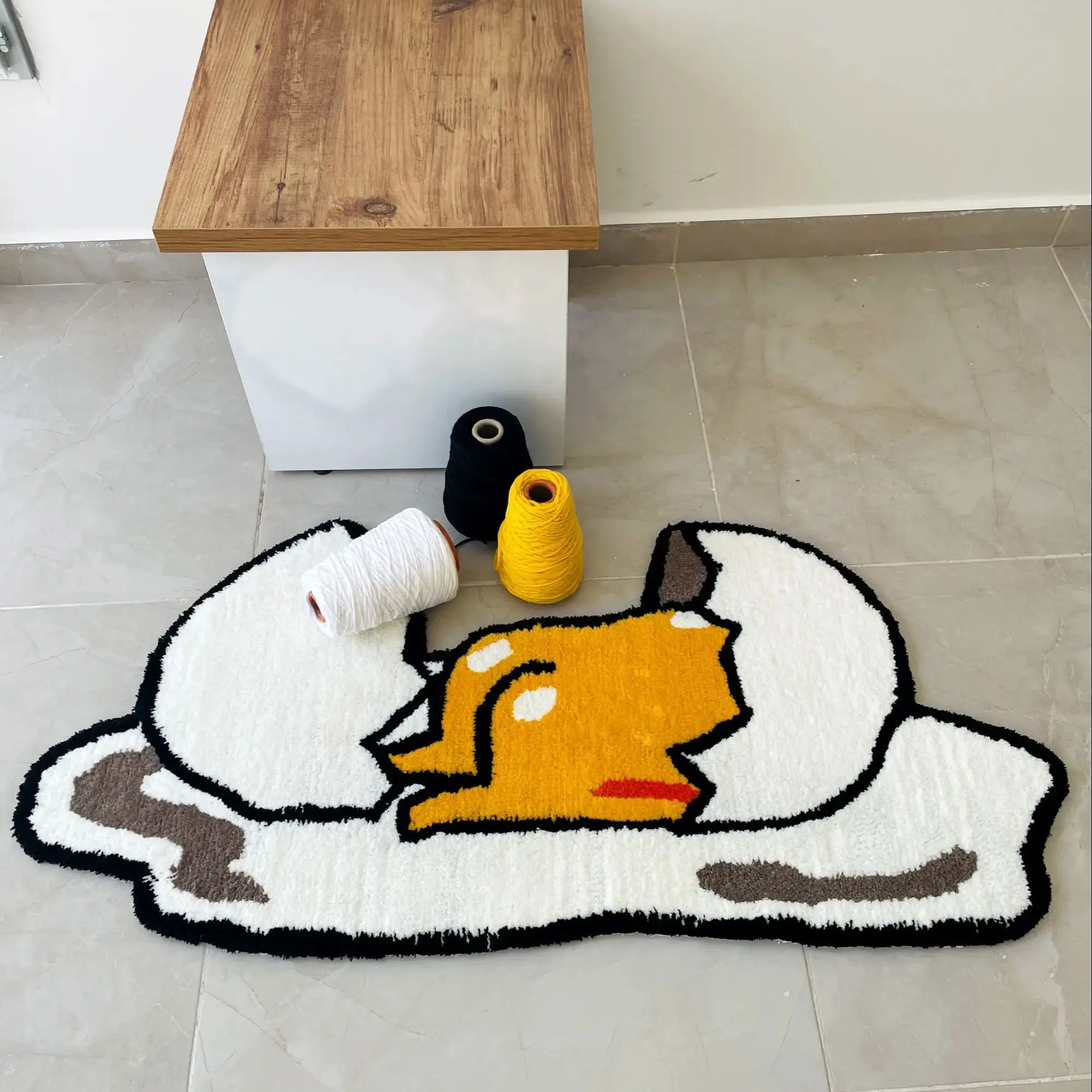 Sexy Broken Egg Chick Rug Digital Printing Technology Simple Housewarming Gift Handmade Non-Slip Decorative Carpet