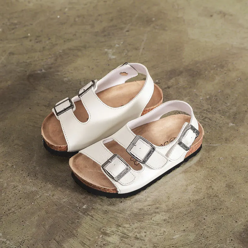 Spring summer Child Cork Sandals Boys Girls Parent-child Sandals Breathable Beach Shoes Casual Sandals PU Material Rubber Sole