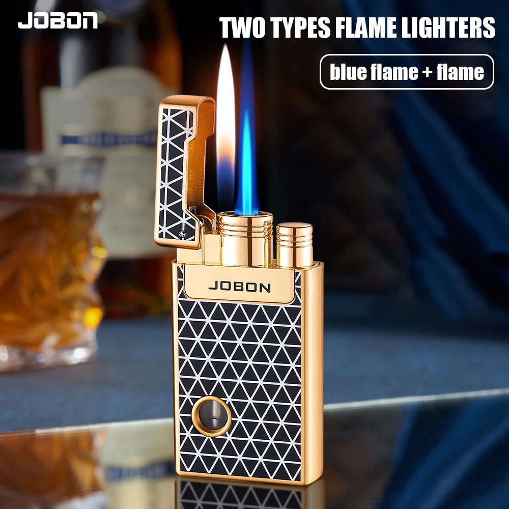 

JOBON Two Types Flame Lighter Can Switched Flame Alloy Materials Adjustable Flame Size Visible Gas Window