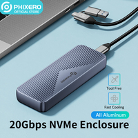 PHIXERO USB 3.2 Type C SSD Enclosure 20Gbps M.2 NVMe Hard Drive External Case M2 Solid State Drive Housing HD Storage Box for PC