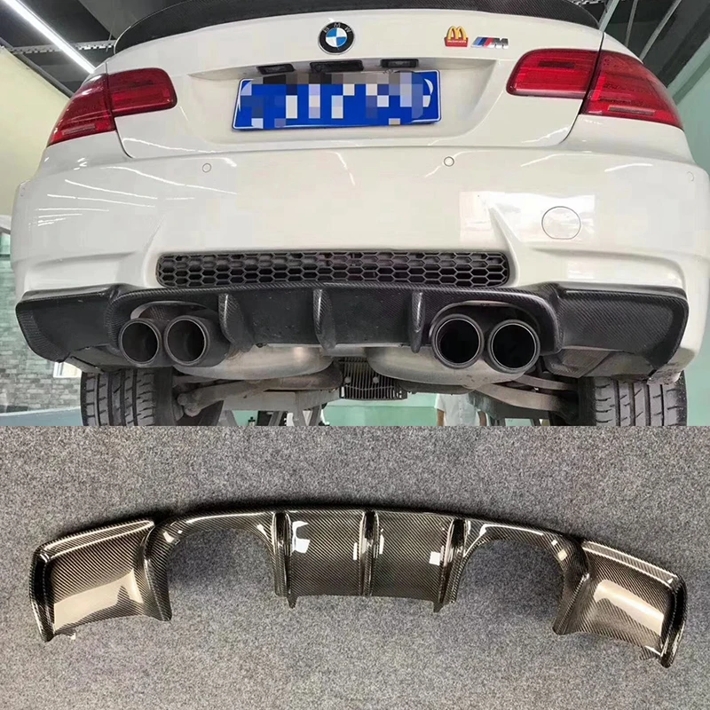 Car Styling Carbon Fiber Rear Bumper Lip Spoiler Diffuser for BMW E92 Coupe E93 Convertible M3 2008 - 2013 Non 4 Door