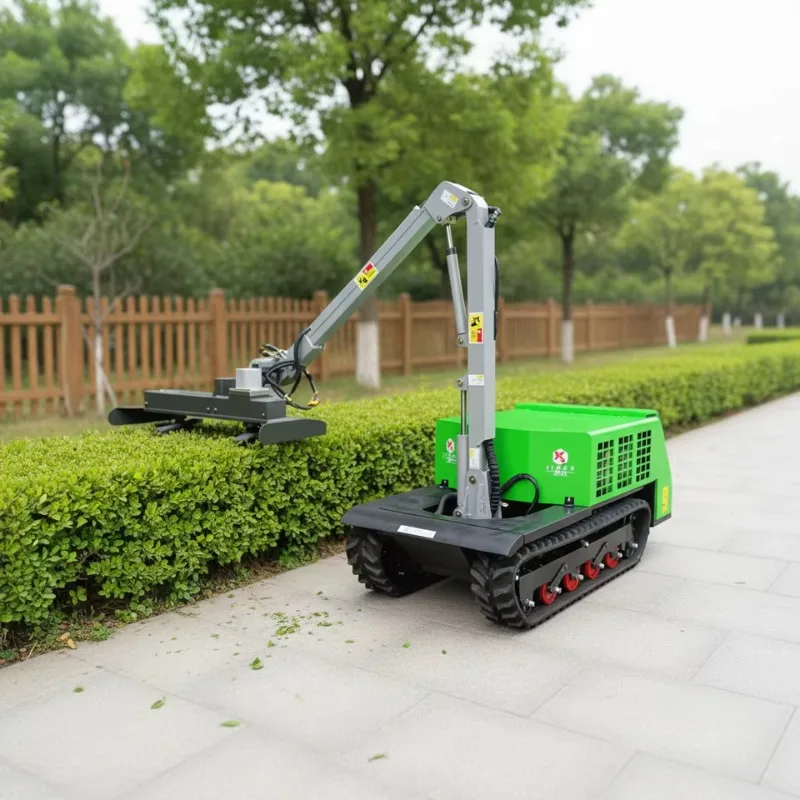 2026 Smart Remote Control Crawler Hedge Trimmer Lithium Battery Powered All-Terrain Tracked Robotic Arm Tree Bush Clipper