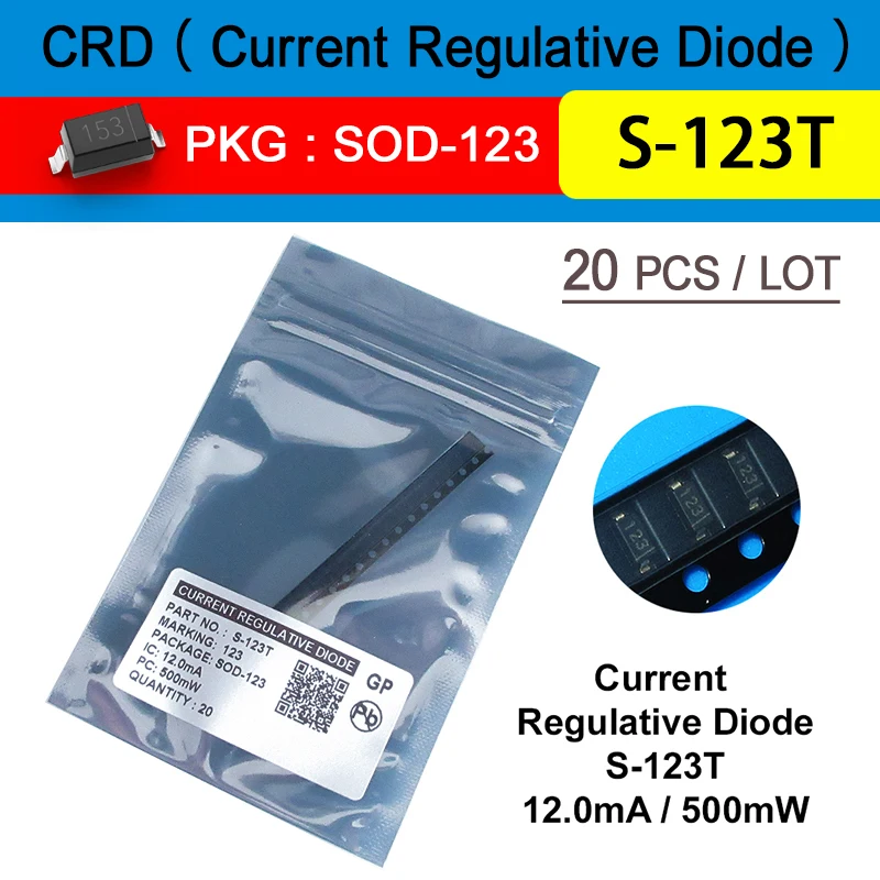

20Pcs/Lot Crd Diodes S-123T 12Ma 100V Marking 123 Smd Sod-123 Current Regulative Diode Free Shipping
