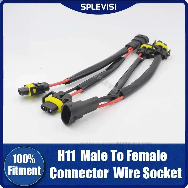 

2Pcs Split in two Splitter Wire H11 H8 H9 Harness Headlight Fog Light Replace Female Socket Plug Male to Female Socket Connector