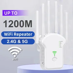 1200Mbps Wireless WiFi Repeater WiFi Signal Repeater Dual-Band 2.4G 5G WiFi Extender Antenna Network Amplifier WPS Router