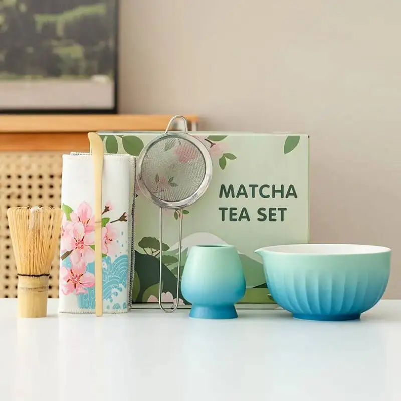

6PCS New Colorful Matcha Bowl Set With Spout, Macaron Cartoon Color Matte Tea Set, Bamboo Tea Whisk Set, Matcha Starter Set