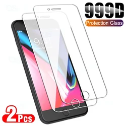 Protector de pantalla de vidrio templado 999D para iPhone, película protectora para iPhone 7, 8, 6, 6S Plus, 5, 5S, 5C, SE, 2016, 2020, 2 uds.